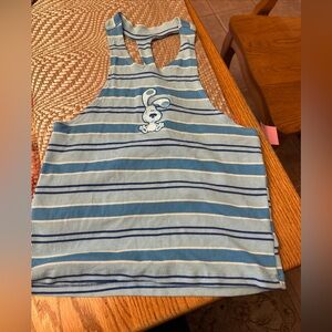 Blue's Clues Striped Ribbed Juniors Blue and White Tank Top XL